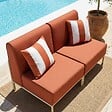OVIALA - Salon de jardin bas modulable uni 2 places terracotta - Patio - vignette