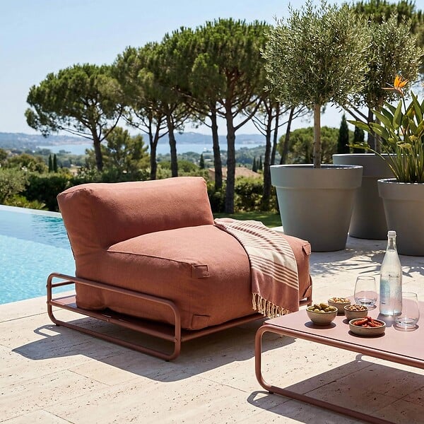 OVIALA - Structure pour fauteuil et pouf de salon jardin modulable terracotta - Mixi - large