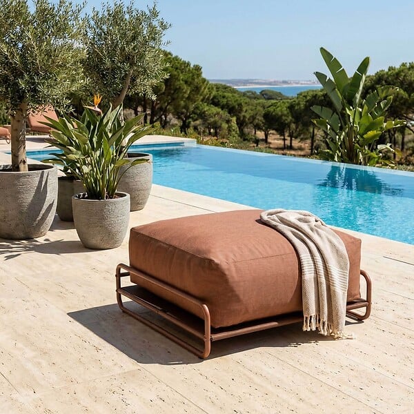 OVIALA - Structure pour fauteuil et pouf de salon jardin modulable terracotta - Mixi - large