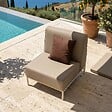 OVIALA - Chauffeuse pour salon pour jardin modulable en tissu beige - Patio - vignette