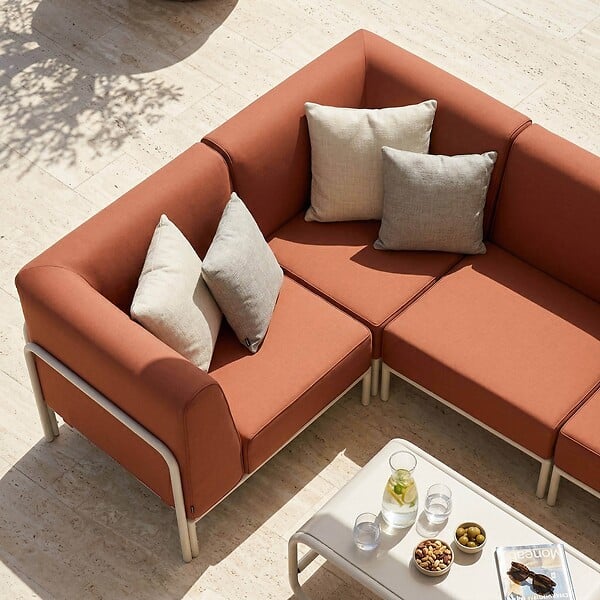 OVIALA - Salon de jardin bas modulable uni 4 places terracotta - Patio - large