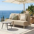 OVIALA - Salon de jardin bas modulable uni 2 places beige - Patio - vignette