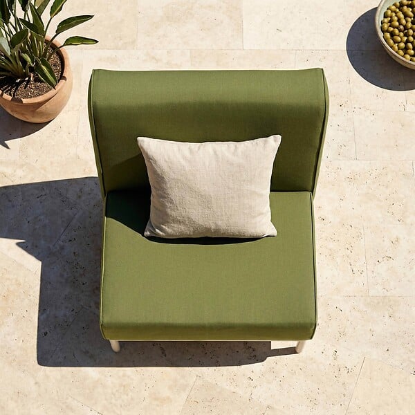 OVIALA - Chauffeuse pour salon pour jardin modulable en tissu vert kaki - Patio - large