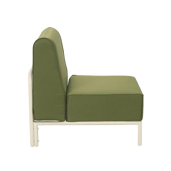 OVIALA - Chauffeuse pour salon pour jardin modulable en tissu vert kaki - Patio - large