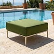 OVIALA - Pouf pour salon de jardin modulable en tissu vert kaki - Patio - vignette
