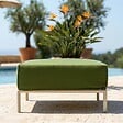 OVIALA - Pouf pour salon de jardin modulable en tissu vert kaki - Patio - vignette