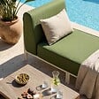 OVIALA - Méridienne pour salon de jardin modulable en tissu vert kaki - Patio - vignette