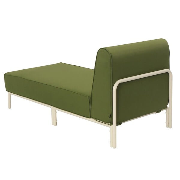 OVIALA - Méridienne pour salon de jardin modulable en tissu vert kaki - Patio - large