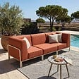 OVIALA - Salon de jardin bas modulable uni 3 places terracotta - Patio - vignette