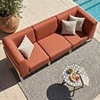 OVIALA - Salon de jardin bas modulable uni 3 places terracotta - Patio - vignette