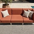 OVIALA - Salon de jardin bas modulable uni 3 places terracotta - Patio - vignette