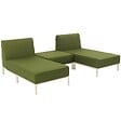 OVIALA - Salon de jardin bas modulable uni 3 places vert kaki - Patio - vignette
