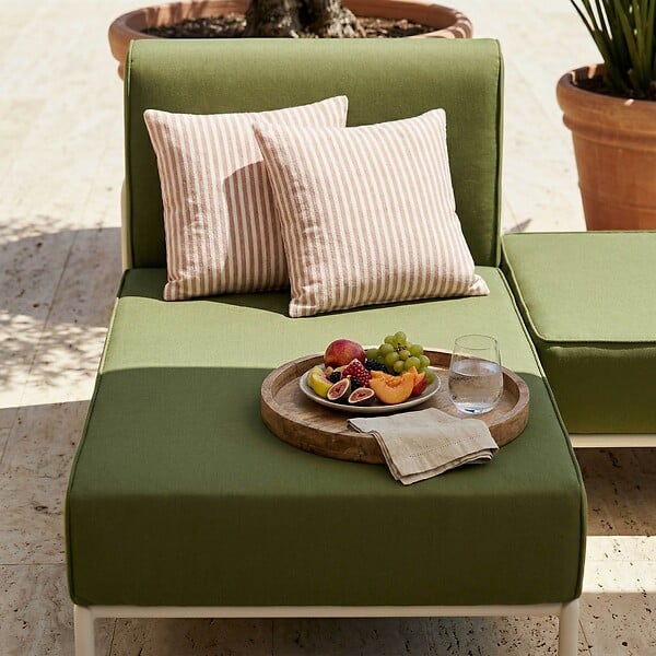 OVIALA - Salon de jardin bas modulable uni 3 places vert kaki - Patio - large