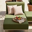 OVIALA - Salon de jardin bas modulable uni 3 places vert kaki - Patio - vignette