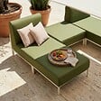 OVIALA - Salon de jardin bas modulable uni 3 places vert kaki - Patio - vignette