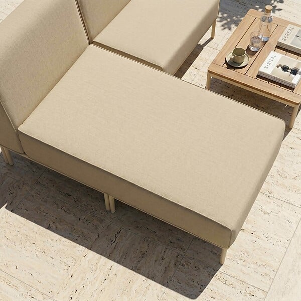 OVIALA - Salon de jardin bas modulable uni 2 places beige - Patio - large