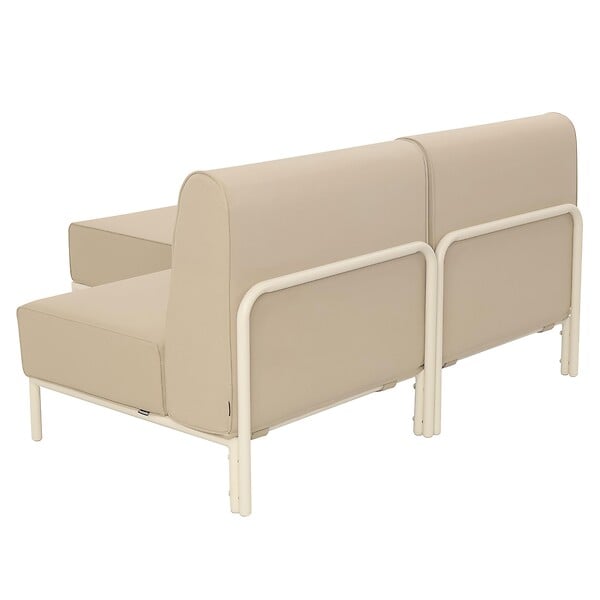 OVIALA - Salon de jardin bas modulable uni 2 places beige - Patio - large