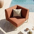 OVIALA - Fauteuil d'angle pour salon de jardin modulable tissu terracotta - Patio - vignette