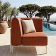 OVIALA - Fauteuil d'angle pour salon de jardin modulable tissu terracotta - Patio - vignette