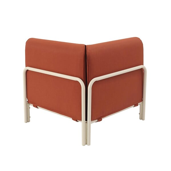 OVIALA - Fauteuil d'angle pour salon de jardin modulable tissu terracotta - Patio - large