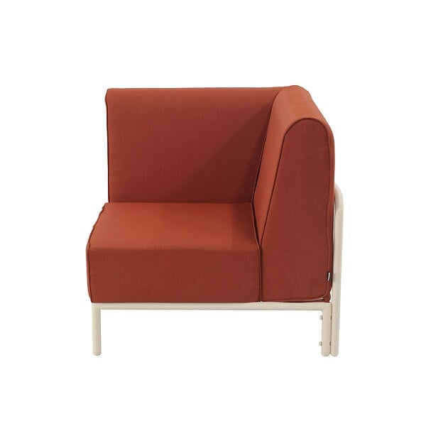 OVIALA - Fauteuil d'angle pour salon de jardin modulable tissu terracotta - Patio - large