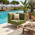 OVIALA - Salon de jardin bas modulable uni 4 places vert kaki - Patio - vignette