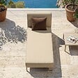 OVIALA - Méridienne pour salon de jardin modulable en tissu beige - Patio - vignette