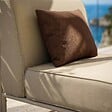 OVIALA - Méridienne pour salon de jardin modulable en tissu beige - Patio - vignette