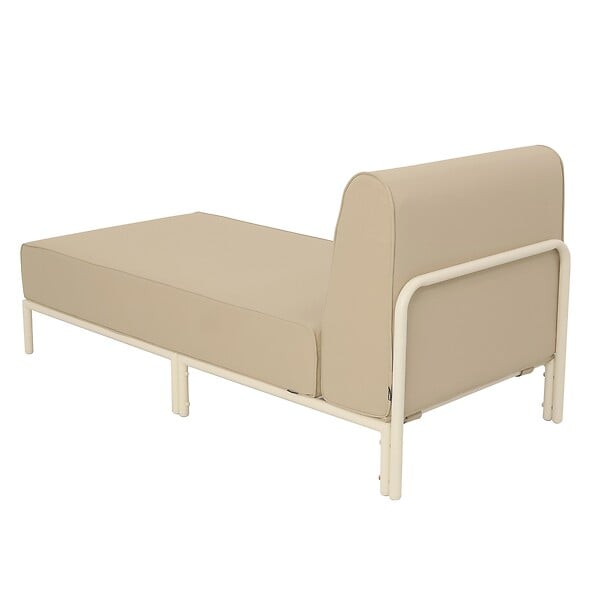 OVIALA - Méridienne pour salon de jardin modulable en tissu beige - Patio - large