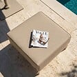 OVIALA - Pouf pour salon de jardin modulable en tissu beige - Patio - vignette