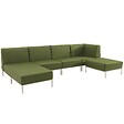OVIALA - Salon de jardin bas modulable uni 5 places vert kaki - Patio - vignette
