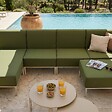 OVIALA - Salon de jardin bas modulable uni 5 places vert kaki - Patio - vignette