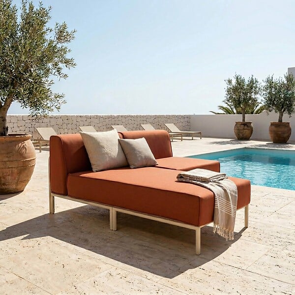 OVIALA - Salon de jardin bas modulable uni 2 places terracotta - Patio - large