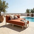 OVIALA - Salon de jardin bas modulable uni 2 places terracotta - Patio - vignette