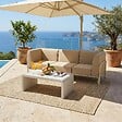 OVIALA - Salon de jardin bas modulable uni 3 places beige - Patio - vignette