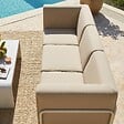 OVIALA - Salon de jardin bas modulable uni 3 places beige - Patio - vignette