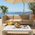 OVIALA - Salon de jardin bas modulable uni 3 places beige - Patio - vignette