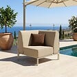 OVIALA - Salon de jardin bas modulable uni 3 places beige - Patio - vignette