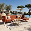 OVIALA - Salon de jardin bas modulable uni 5 places terracotta - Patio - vignette