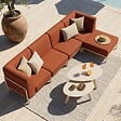 OVIALA - Salon de jardin bas modulable uni 5 places terracotta - Patio - vignette