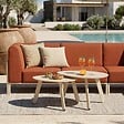 OVIALA - Salon de jardin bas modulable uni 5 places terracotta - Patio - vignette
