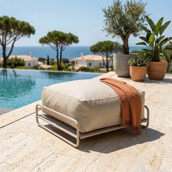 OVIALA - Structure pour fauteuil et pouf de salon de jardin modulable beige - Mixi - large