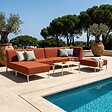 OVIALA - Salon de jardin bas modulable uni 5 places terracotta - Patio - vignette