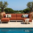 OVIALA - Salon de jardin bas modulable uni 5 places terracotta - Patio - vignette