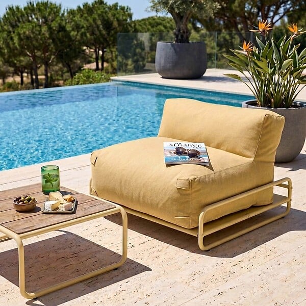 OVIALA - Structure pour fauteuil et pouf de salon de jardin modulable jaune - Mixi - large
