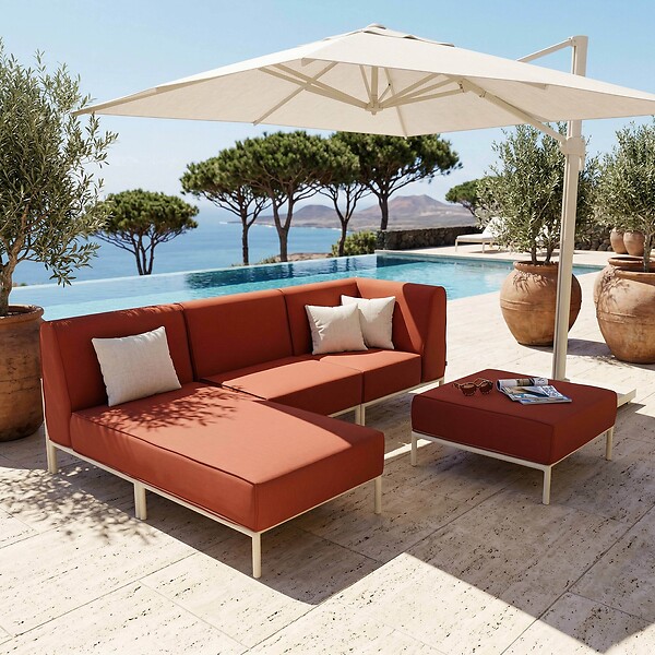 OVIALA - Salon de jardin bas modulable uni 4 places terracotta - Patio - large
