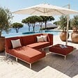 OVIALA - Salon de jardin bas modulable uni 4 places terracotta - Patio - vignette
