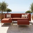 OVIALA - Salon de jardin bas modulable uni 4 places terracotta - Patio - vignette