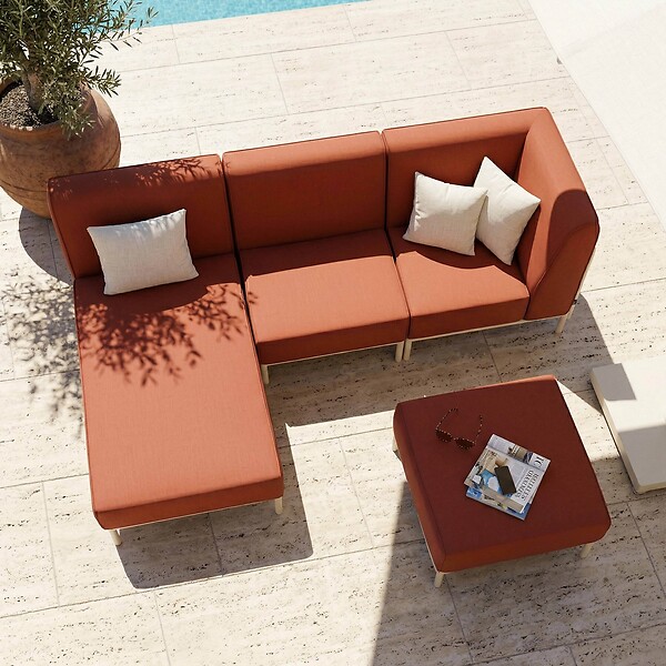 OVIALA - Salon de jardin bas modulable uni 4 places terracotta - Patio - large