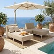 OVIALA - Salon de jardin bas modulable uni 3 places beige - Patio - vignette